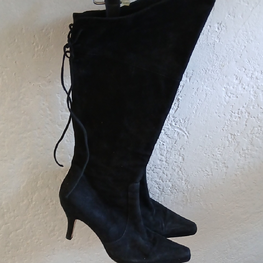 Elegant Suade Black Over the Knee Boots